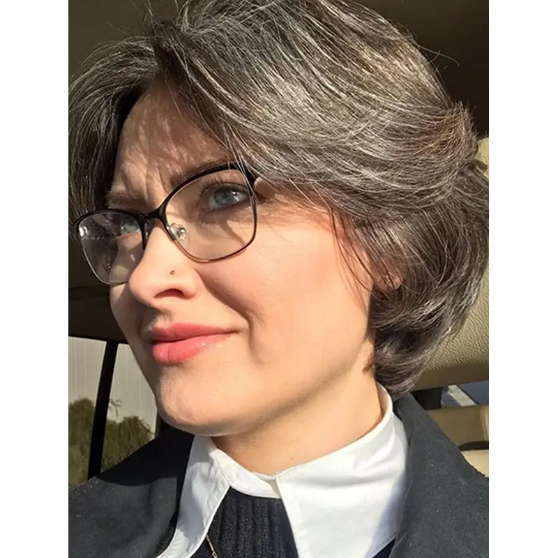 8" Short Bobs Grey Synthetic Wig