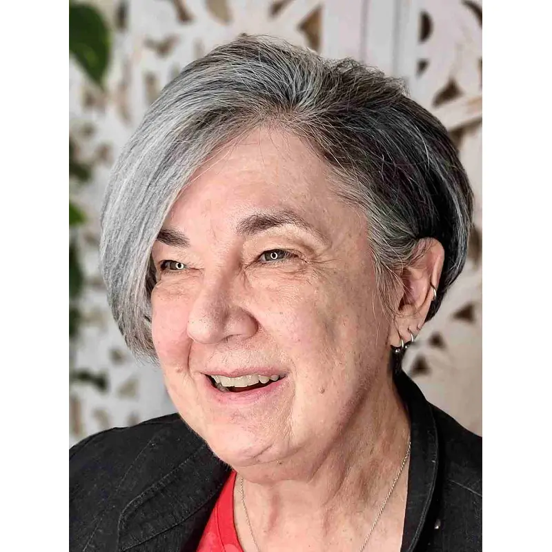 Grey Wig Women 8" Straight Lace Front Bobs Remy Human Hair Wigs