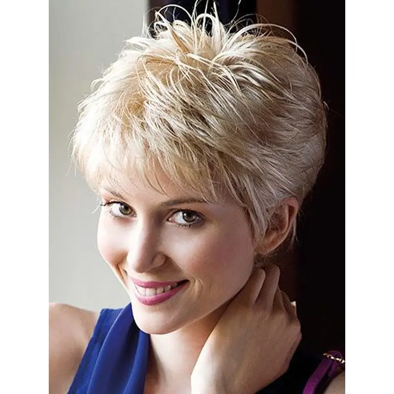 Boycuts Remy Human Hair Blonde Straight Fully Hand Tied Wig