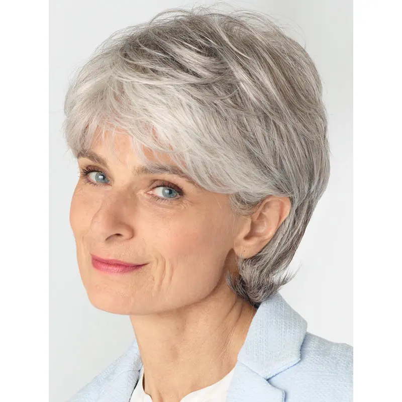 Fashional White Short Straight Grey High Quality Wigs