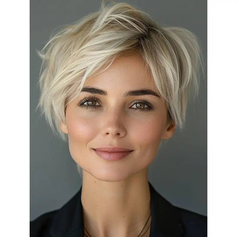 Synthetic Lace Front Wigs Boycuts Platinum Blonde 8" Short Straight Wigs