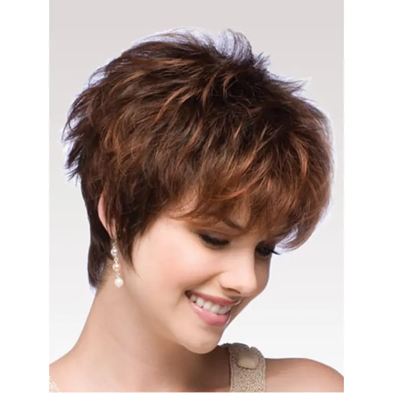 Affordable Auburn Boycuts Wavy Short Wigs