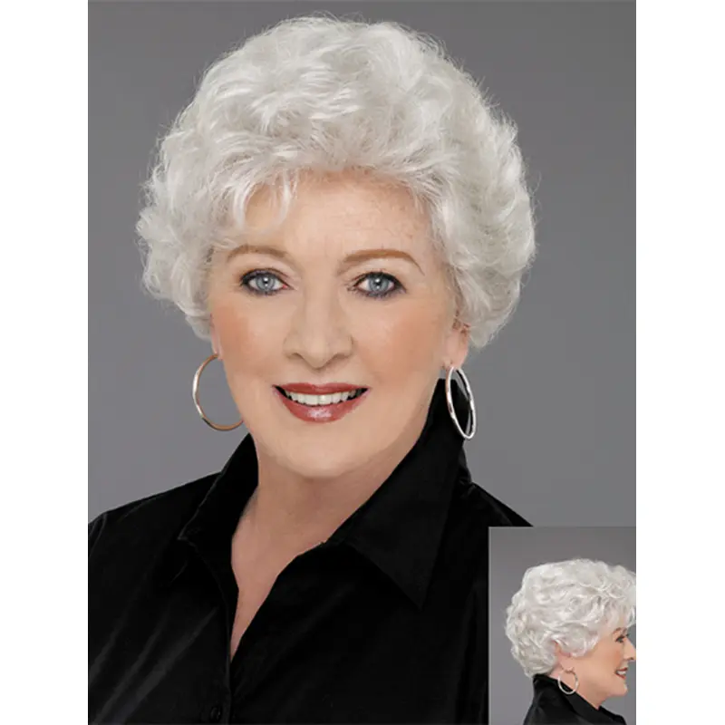 Affordable Wavy Short Remy Human Hair Grey Wigs