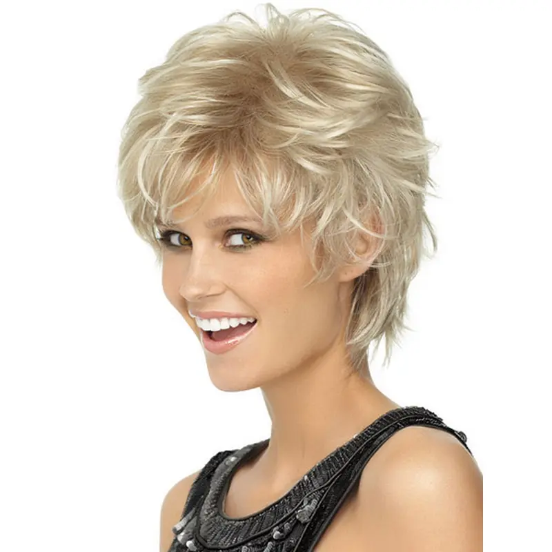 Blonde Wavy Synthetic Modern Short Wigs