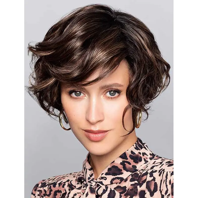Fabulous Boycuts Synthetic Blonde Monofilament Wavy Short Wigs