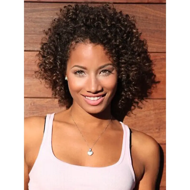 African American Small Curly Lace Front 100% Human Hair Wig