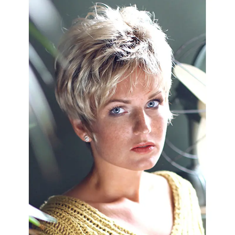 8" Wavy Capless Synthetic Layered Short Wigs For Lady
