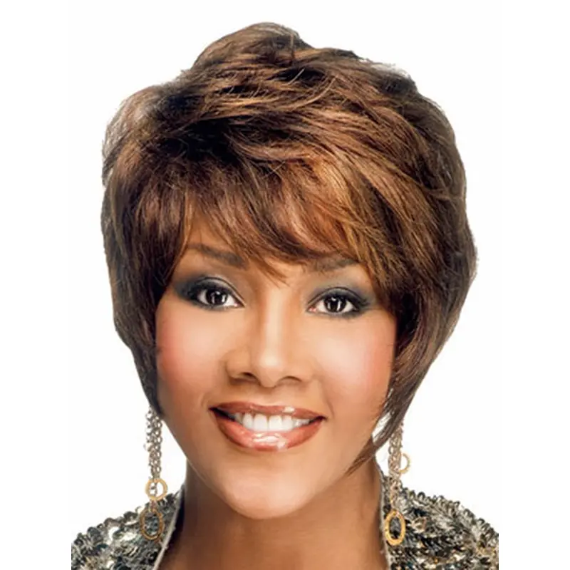 Beautiful Auburn Wavy Short African American Wigs