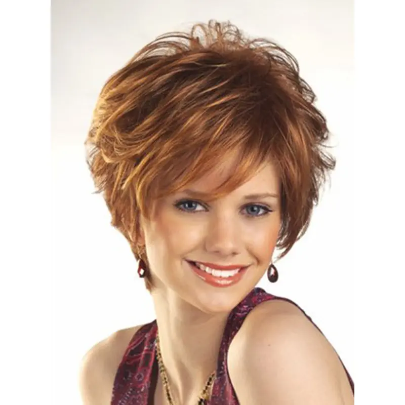 Designed Auburn Wavy Short Petite Wigs