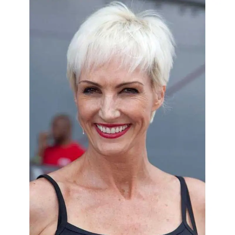 Short Straight Capless Remy Human Hair Lady Wigs hfnb116