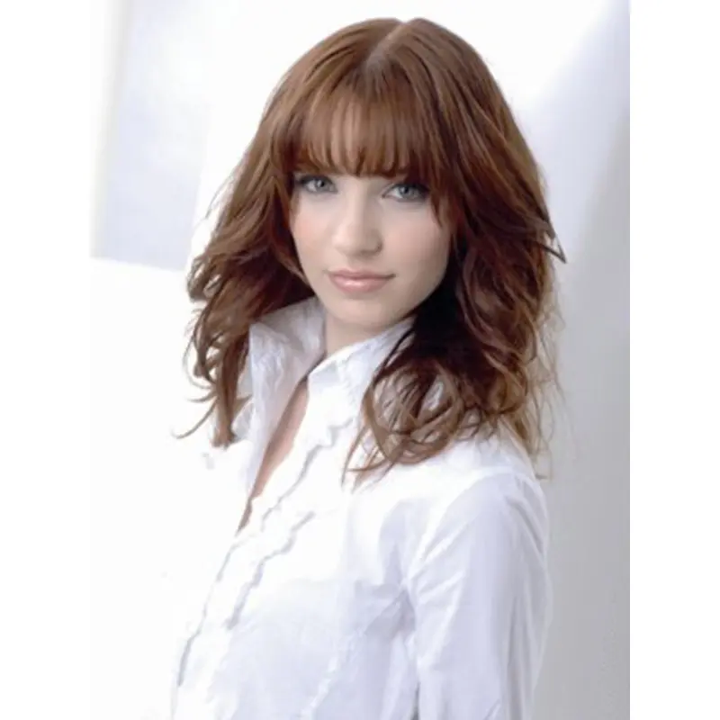 Amazing Auburn Wavy Shoulder Length Human Hair Wigs
