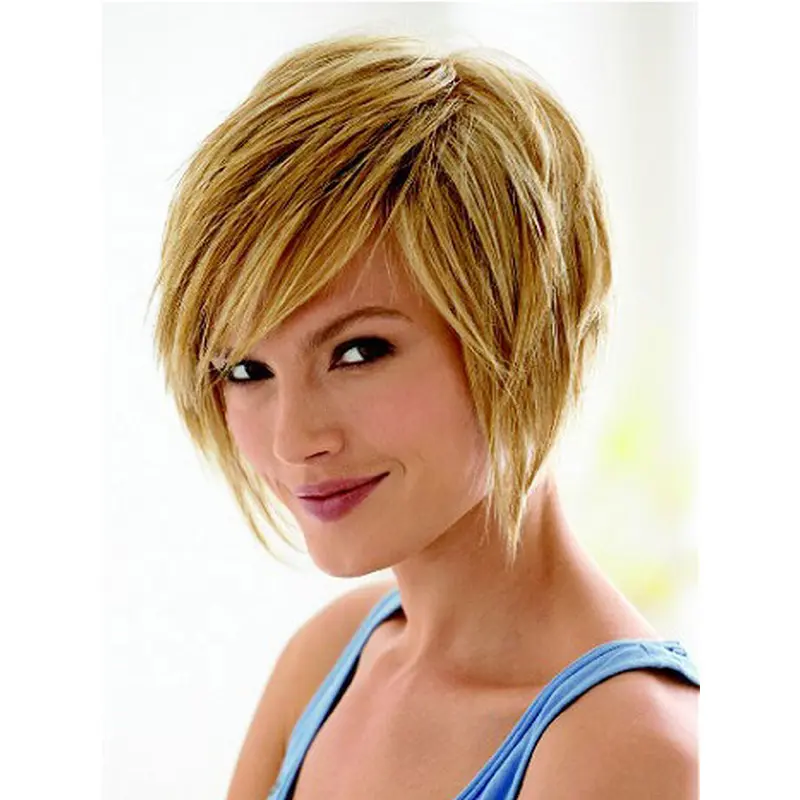 Designed Straight Bobs Blonde Short Wigs