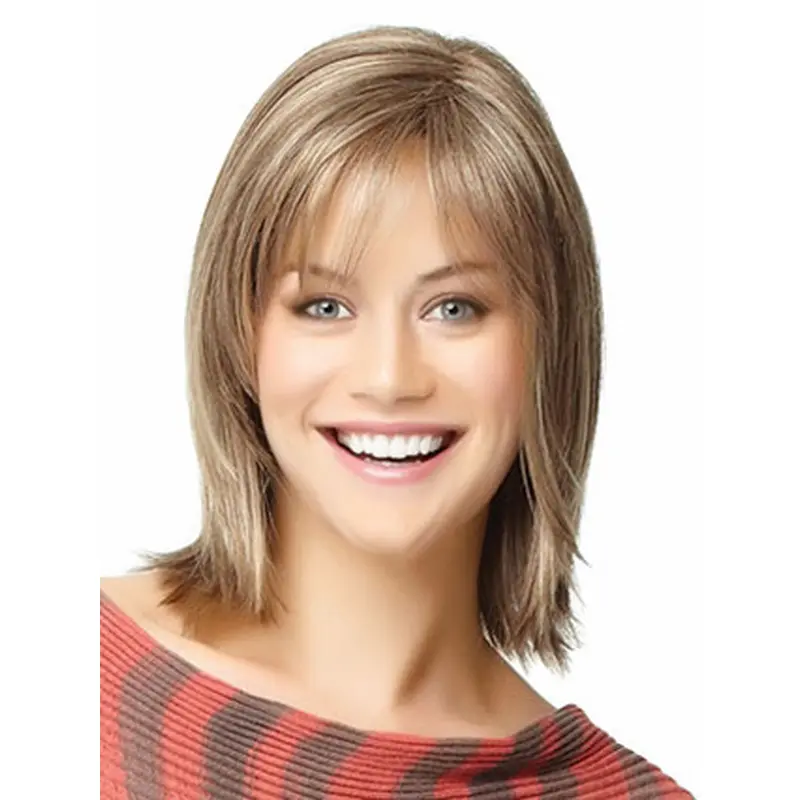 Mature Blonde Straight Shoulder Length Wigs