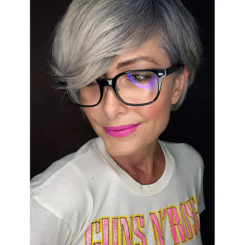 6" Straight Synthetic Grey Short Bob Wig