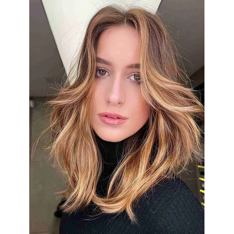 Lace Wigs Synthetic Medium Wavy Layered 14" Ombre/2 tone Wigs