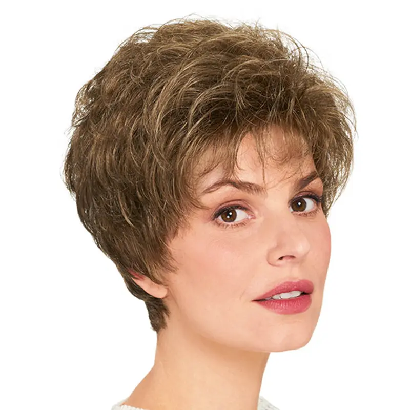 Wavy Layered Capless 8" Brown Synthetic Wigs Cheap
