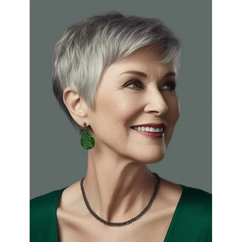Boycuts 6" Straight Short Grey Lace Front Wig