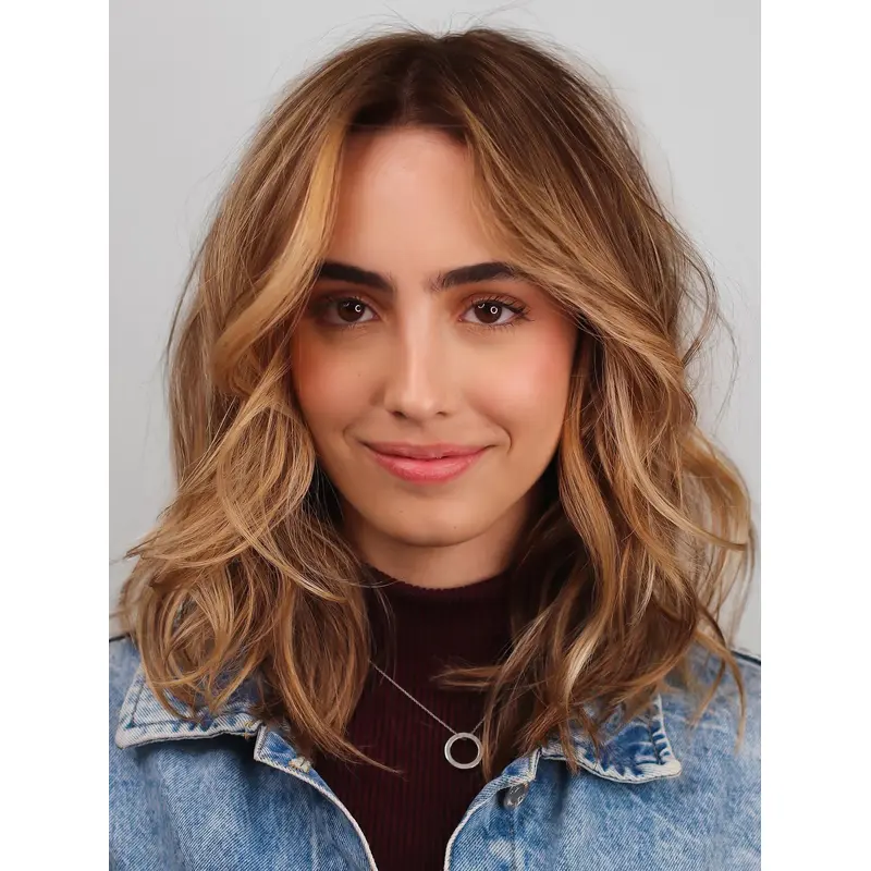 Medium Length Wigs For Women Wavy 14" Layered Monofilament Wigs