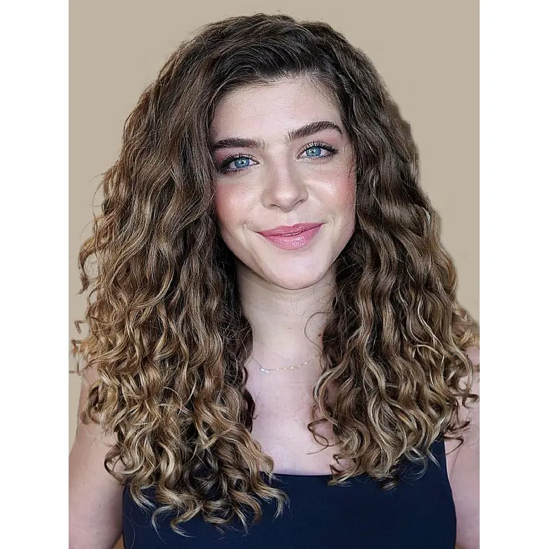Synthetic Lace Front Wigs Without Bangs Blonde 16" Long Curly Wigs