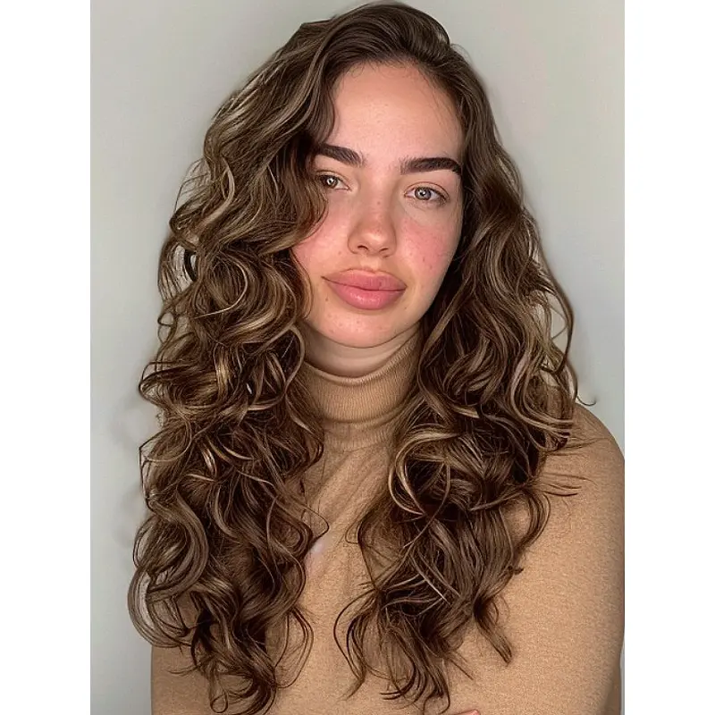 Synthetic Lace Front Wigs Without Bangs Blonde 18" Long Curly Wigs