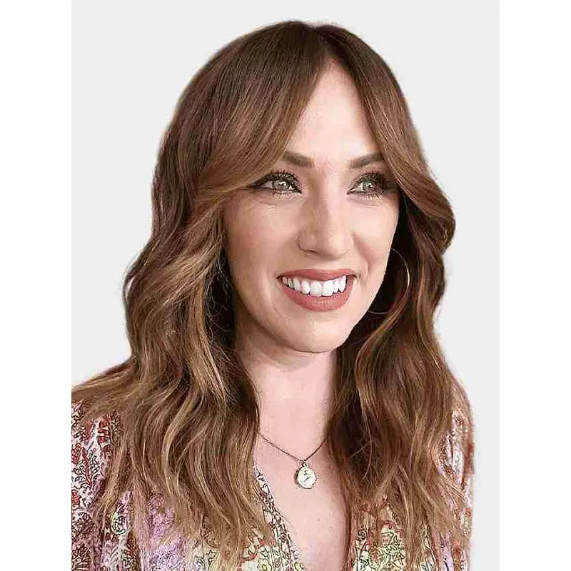 Synthetic Lace Front Wigs Without Bangs Brown 16" Long Wavy Wigs