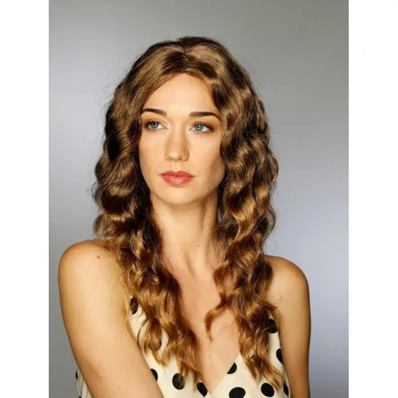 Without Bangs Ideal Curly Brown Capless Synthetic Long Wigs