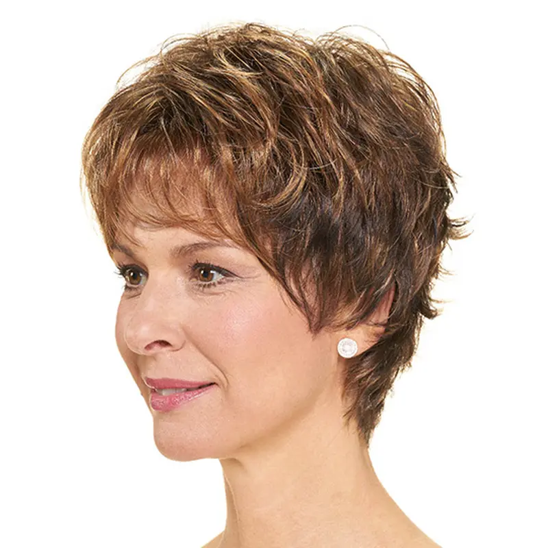 8" Wavy Capless Synthetic Layered Womens Short Wigs