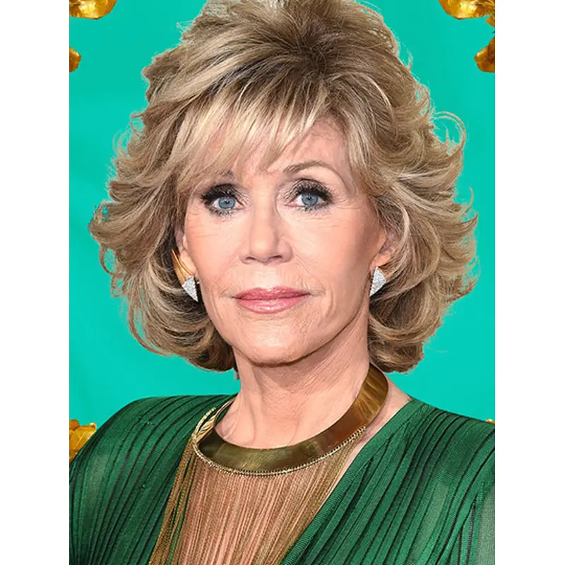 Blonde 12" Wavy Layered Chin Length Jane Fonda Wigs