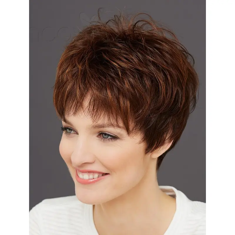 Boycuts Synthetic Auburn Wavy 8" Mono Wigs