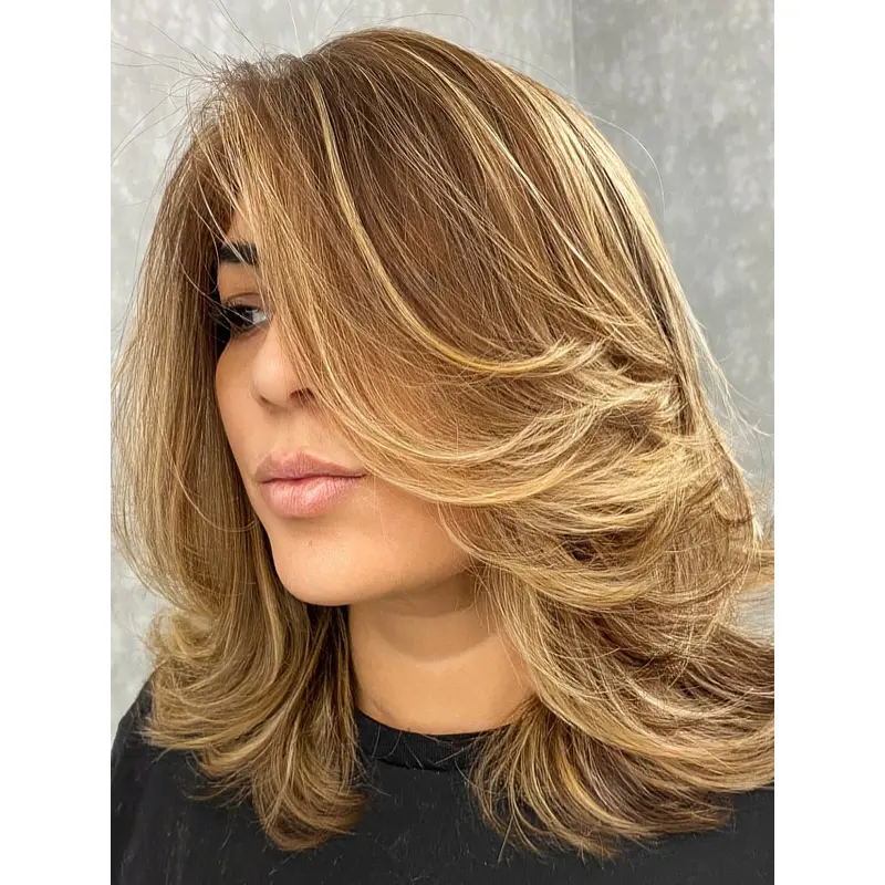 Medium Blonde Hair Wigs Wavy 14" Layered Monofilament Wigs