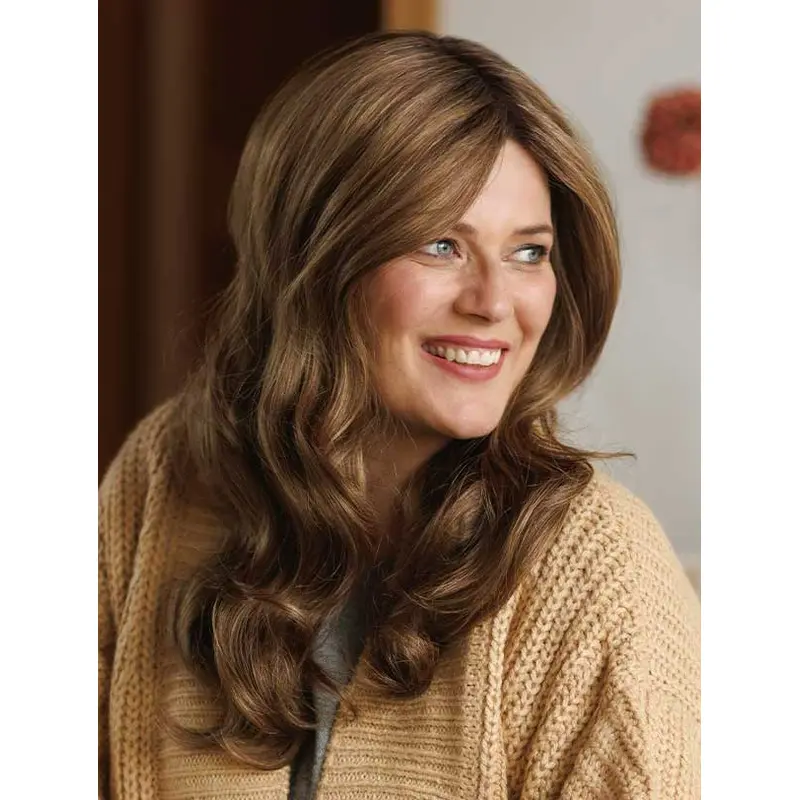 Layered Popular Long Wavy Synthetic Brown Hand Tied Wigs