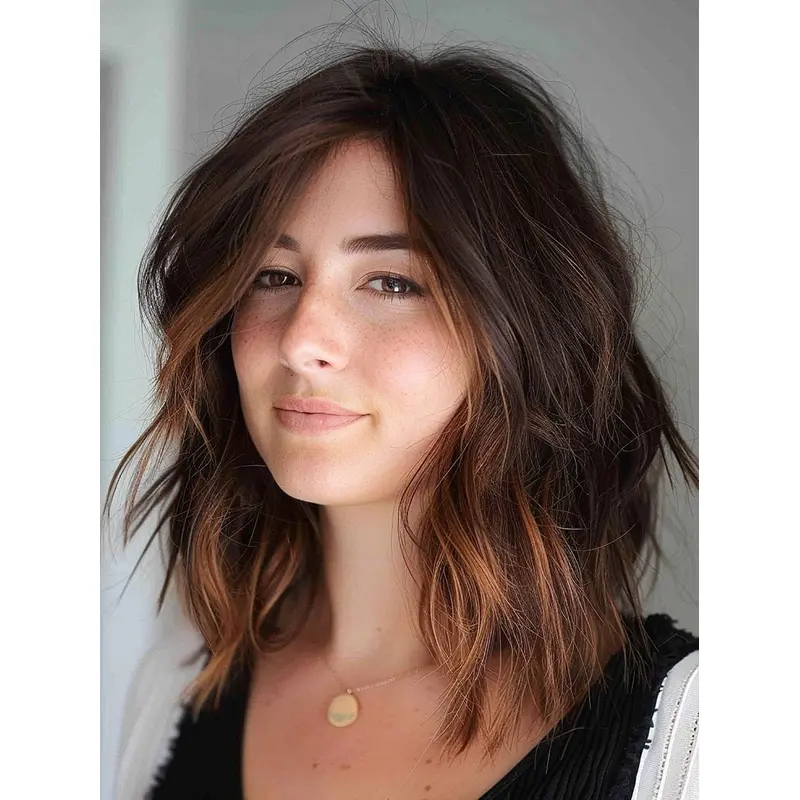 Wavy Wig Medium Length 14" Monofilament Without Bangs Synthetic Ombre/2 Tone Wigs