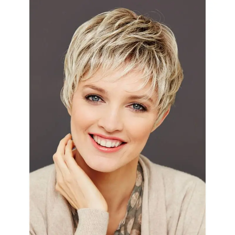 4" Straight Blonde Boycuts 100% Hand tied Wigs