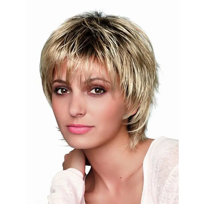 8" Short Designed Blonde Straight Bob Wigs