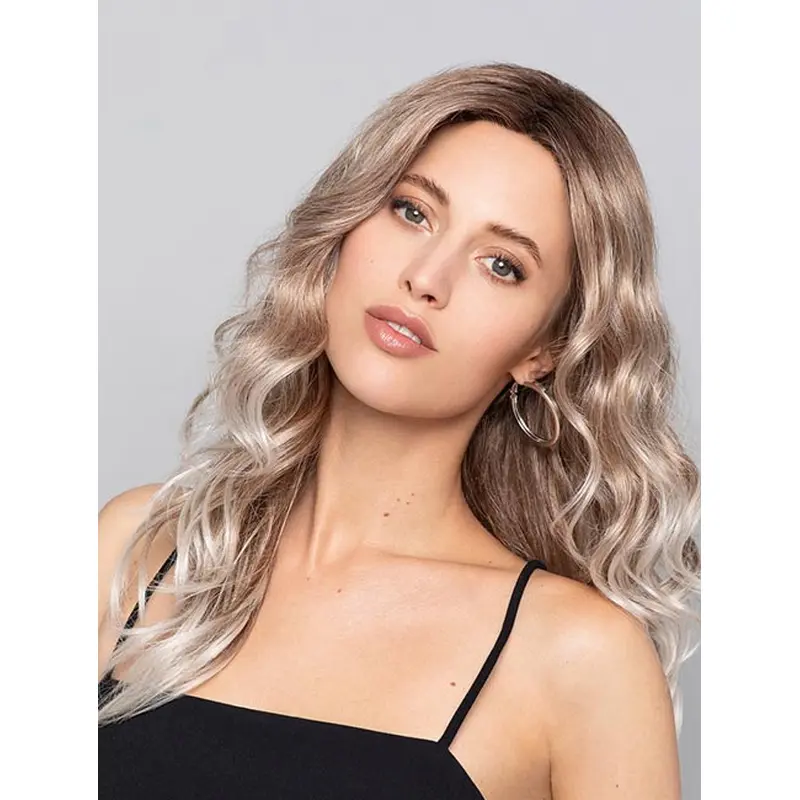 Blonde Wavy Long Fashionable Without Bangs Synthetic Monofilament Wig