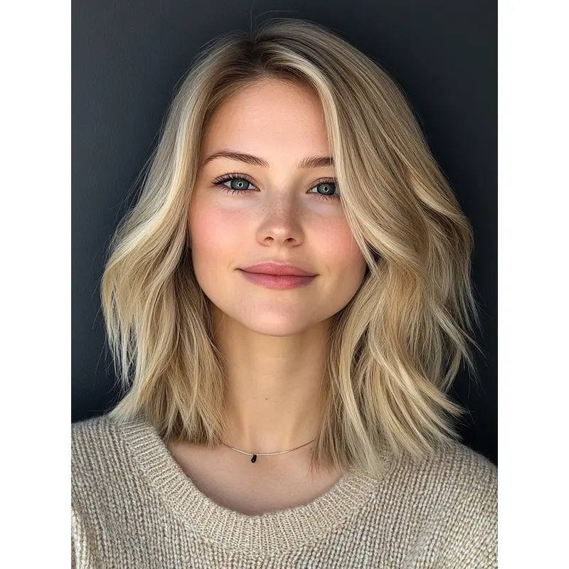 Medium Blonde Bob Wigs 12" Wavy Monofilament Remy Human Hair Wigs