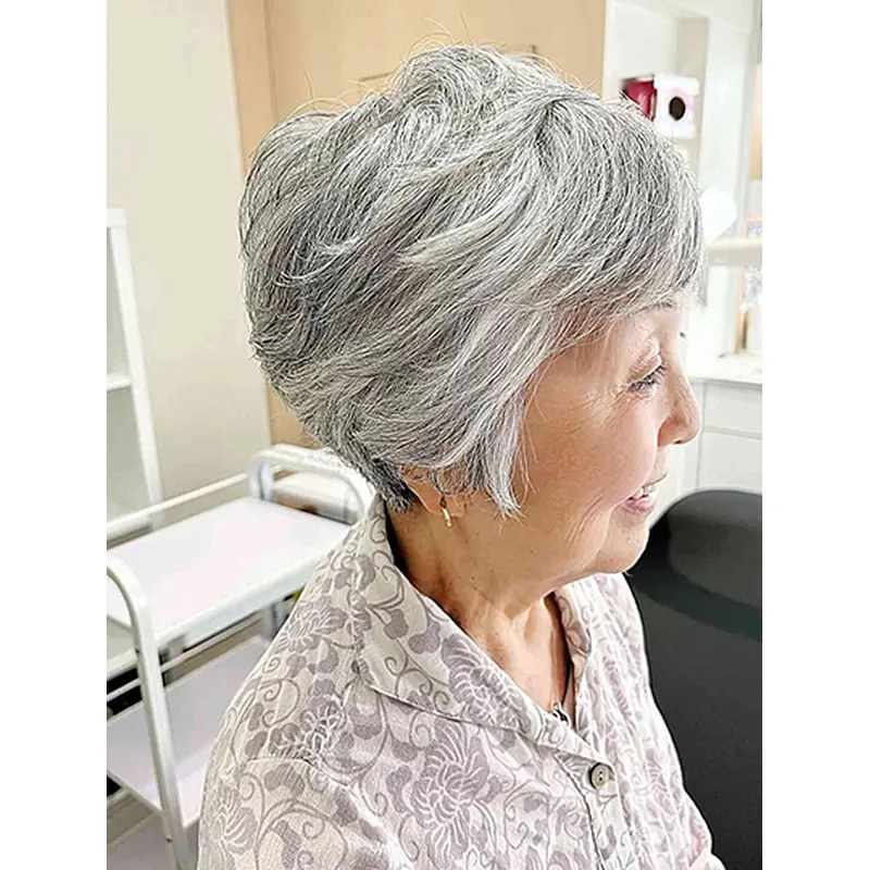 8" Short Bobs Grey Synthetic Wigs For Sale