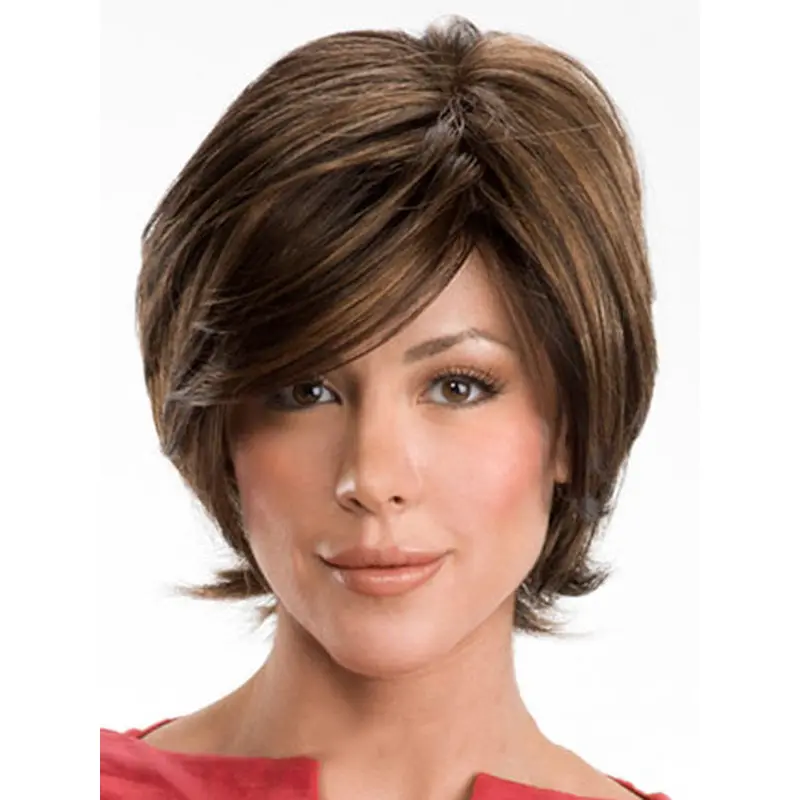 Sassy Brown Wavy Short Human Hair Wigs