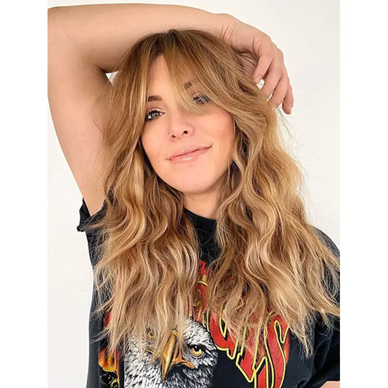Synthetic Layered Wavy Blonde Ladies Monofilament Wig Sale