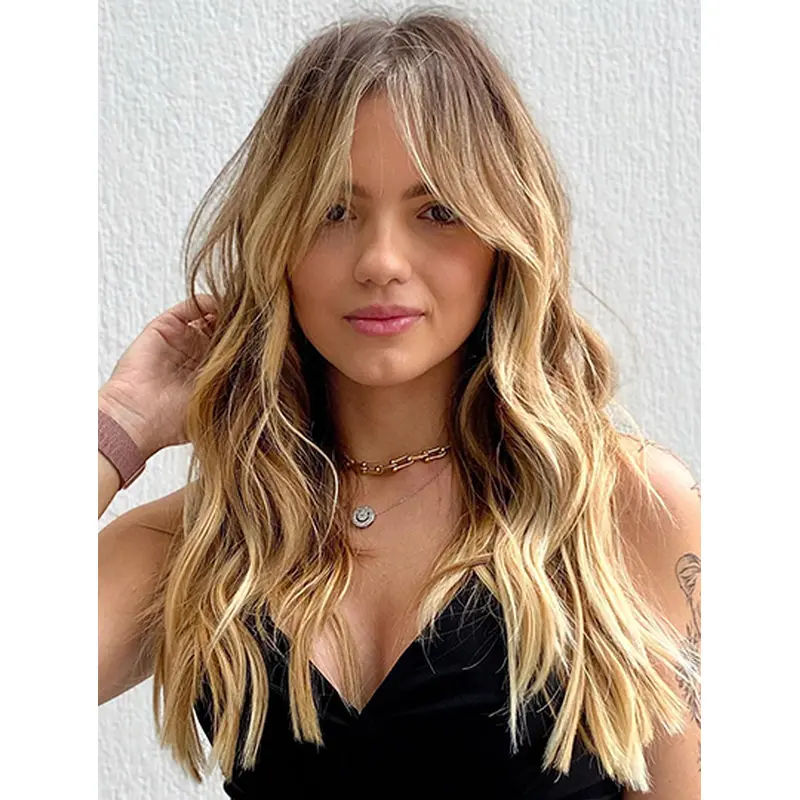 Synthetic Layered Wavy Blonde Monofilament Wig