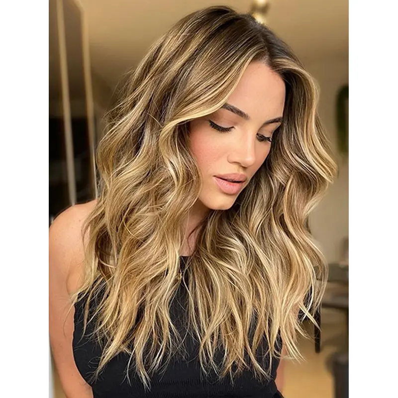 Synthetic Without Bangs Wavy Blonde Monofilament Wigs For Women