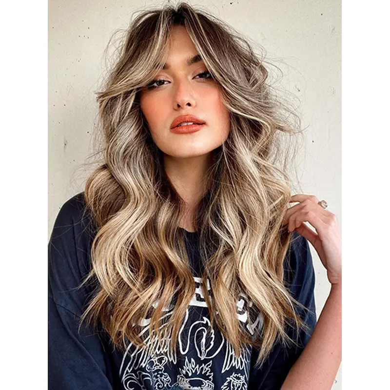 Synthetic Layered Wavy Blonde Affordable Monofilament Wigs