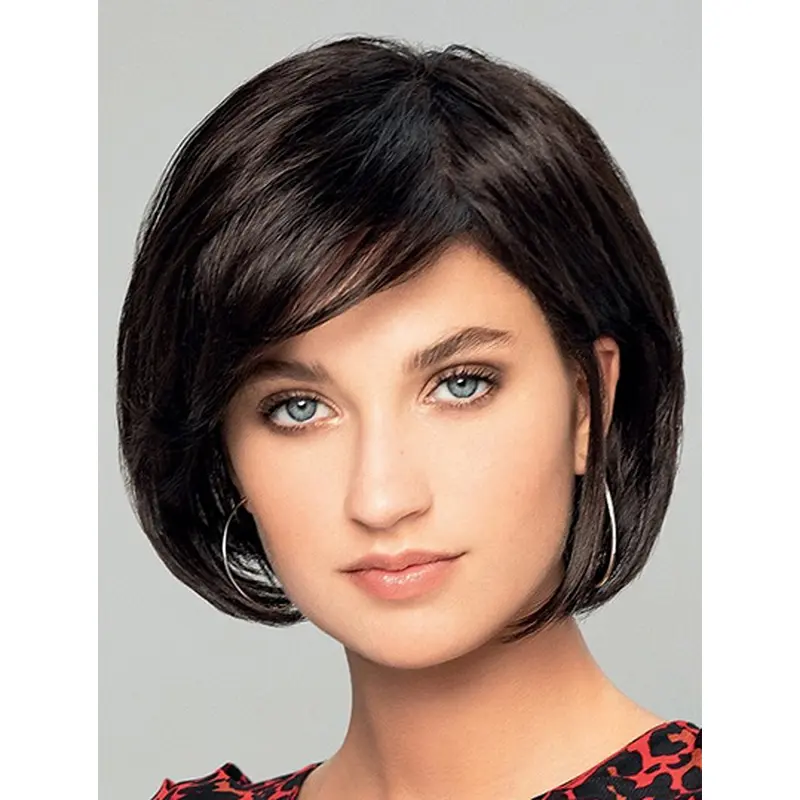 8" Short Straight Black Bobs New Hand Tied Wigs