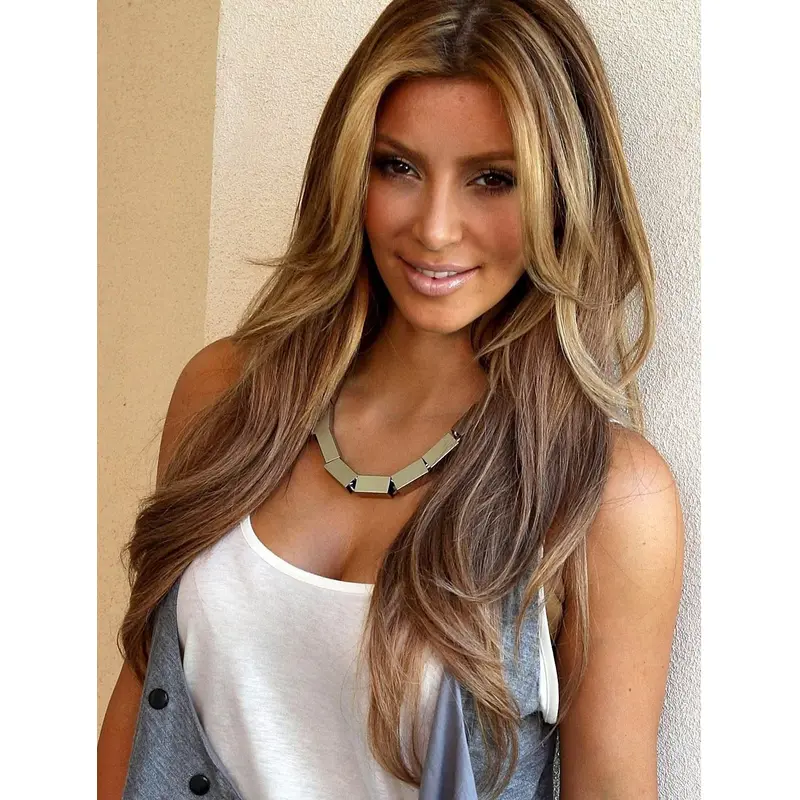 Lace Front 24" Wavy Blonde Long Remy Human Hair Kim Kardashian Wigs