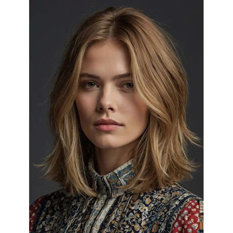 Medium Blonde Bob Wigs Wavy Monofilament Remy Human Hair Wigs