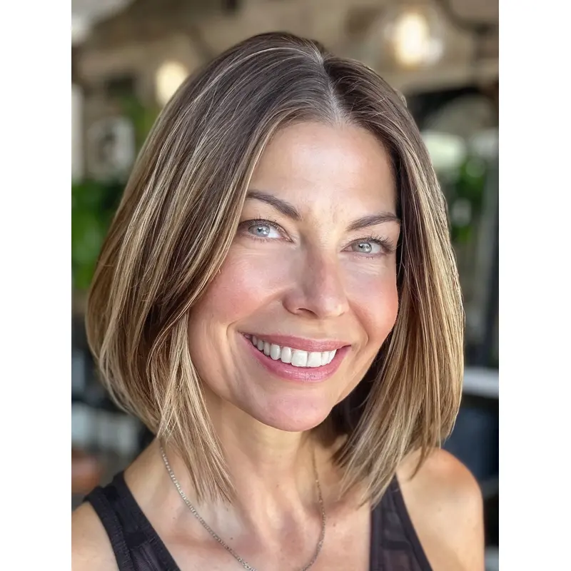 Straight Medium Length Wig Shoulder Length Bobs Ombre/2 Tone Monofilament 12" Wigs