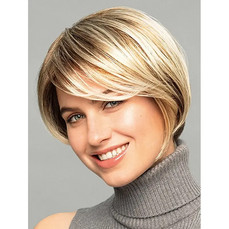 Straight Monofilament Ombre/2 tone Synthetic Boycuts Good Short Wigs