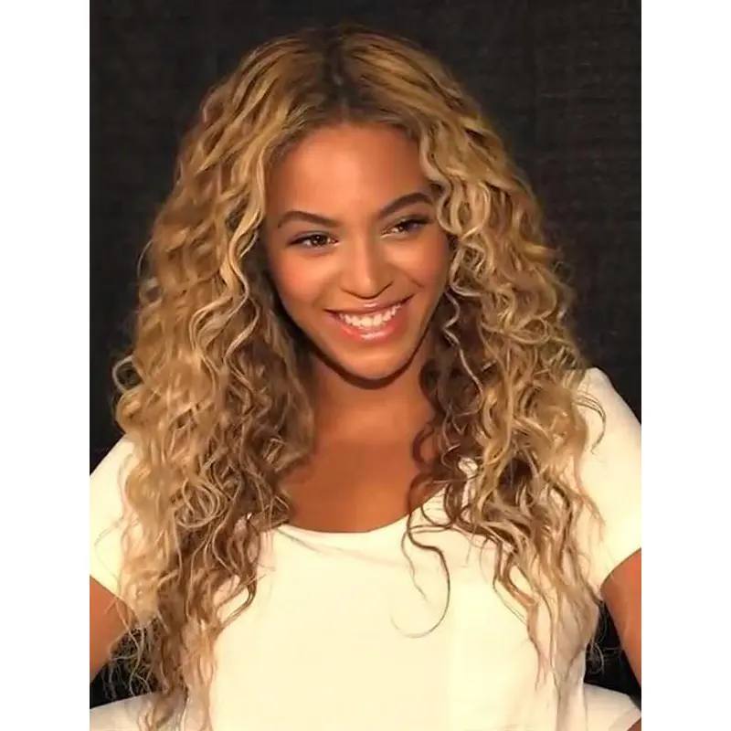 Beautiful Long Curly Blonde Without Bangs Beyonce Inspired Wigs
