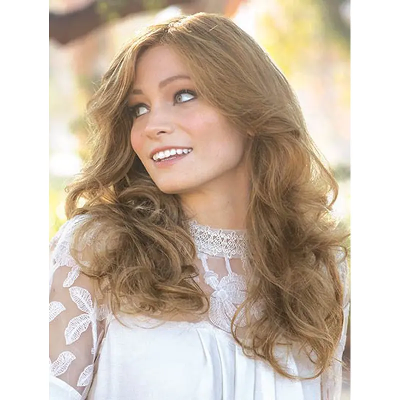 Blonde Long 16" Without Bangs Modern Human Hair Wigs