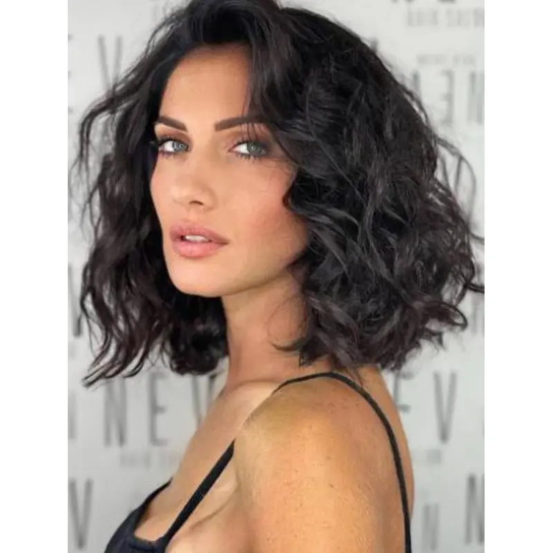 Bobs 12" Chin Length Wavy Synthetic Black Hair